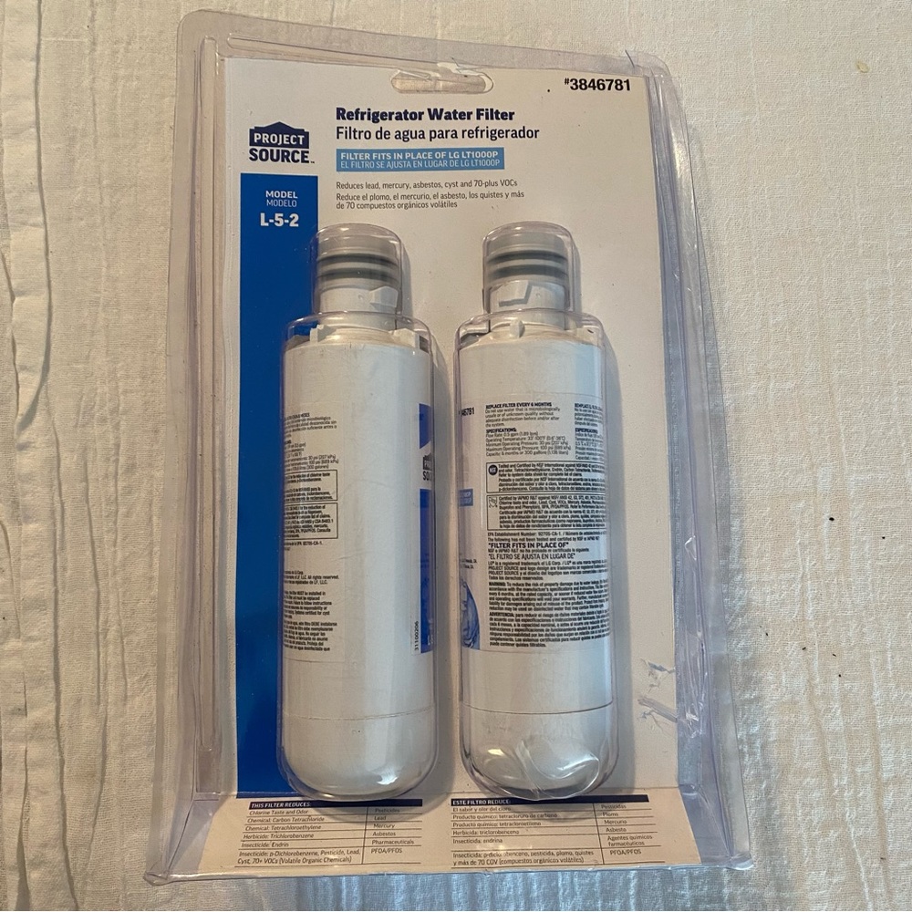 Lowe’s Project Source Model L-5-2 Refrigerator Water Filter #3846781 2 Pack